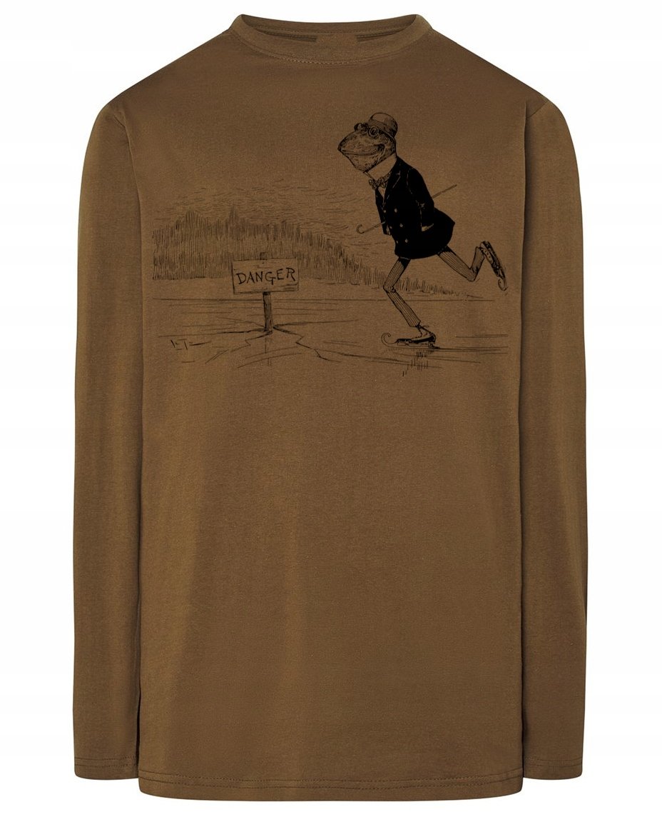 Longsleeve zabawny nadruk ŻABA NA ŁYŻWACH r.XS