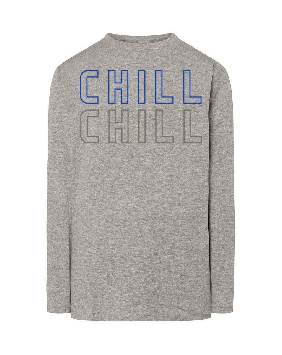 Longsleeve męski fajny nadruk napis CHILL r.L