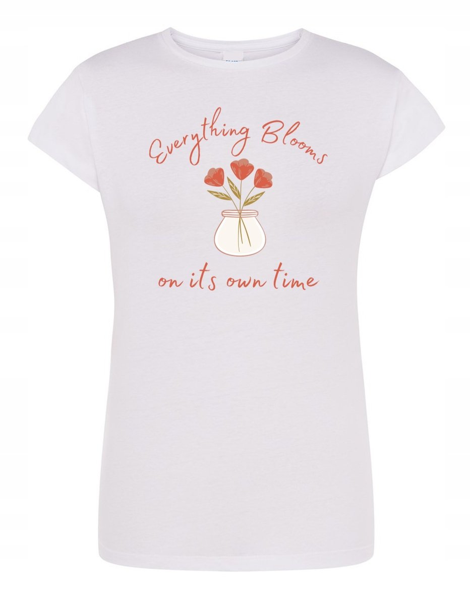 T-Shirt damski fajny nadruk KWIATY KWIATKI r.L