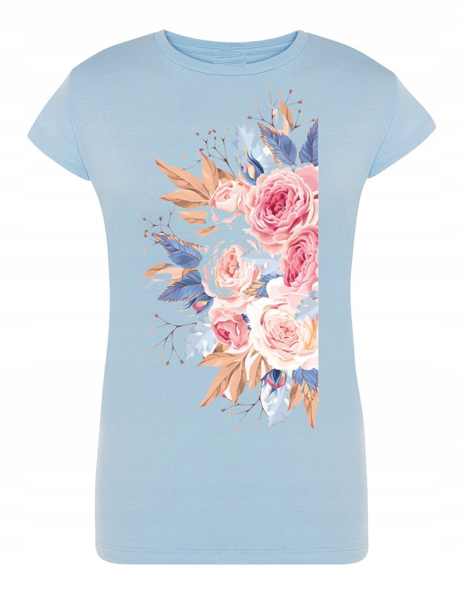 T-Shirt damski modny nadruk KWIATY BUKIET r. XXL