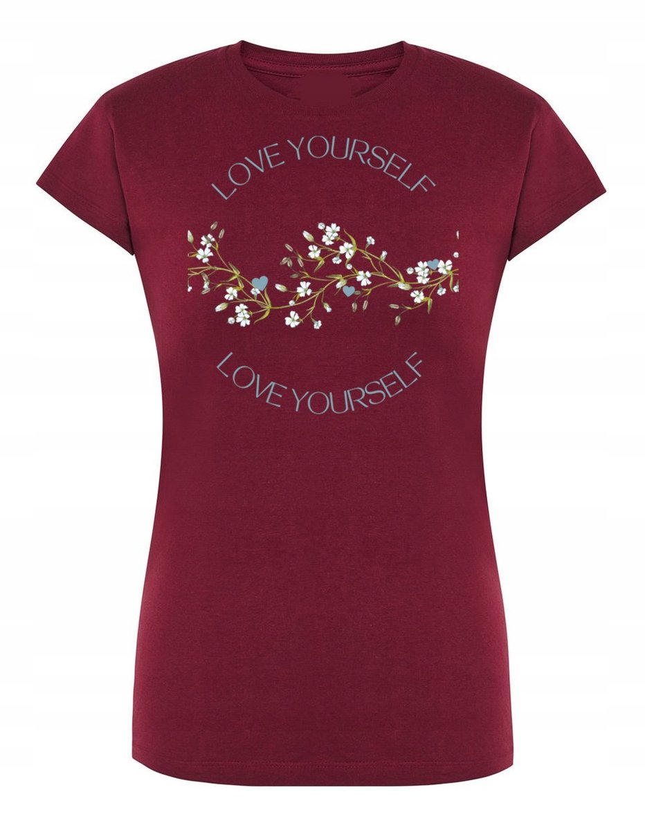 T-Shirt damski nadruk kwiatki Kochaj Siebie r.L