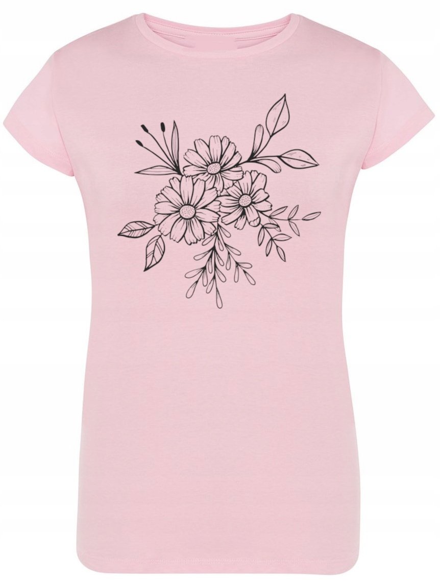 T-Shirt damski nadruk KWIATKI KWIATY Rozm.M
