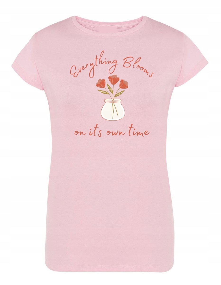 T-Shirt damski fajny nadruk KWIATY KWIATKI r.M