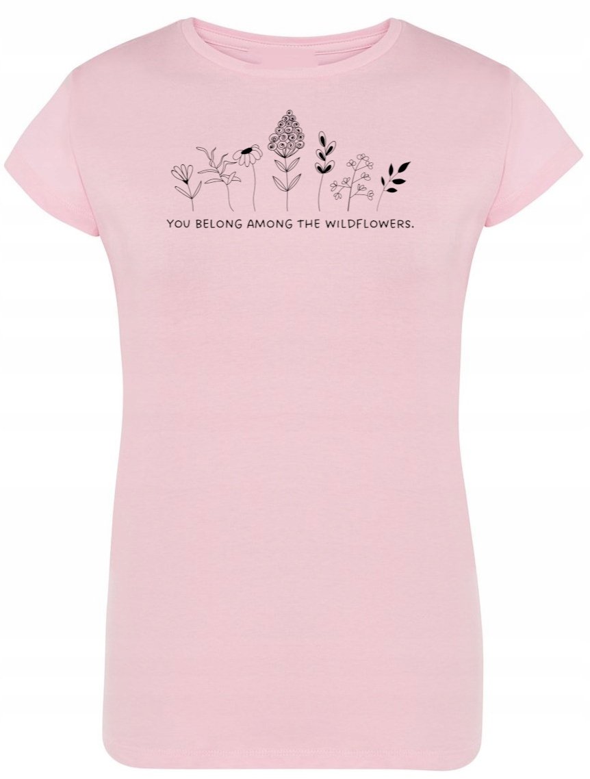 T-Shirt damski nadruk KWIATKI KWIATY r.S