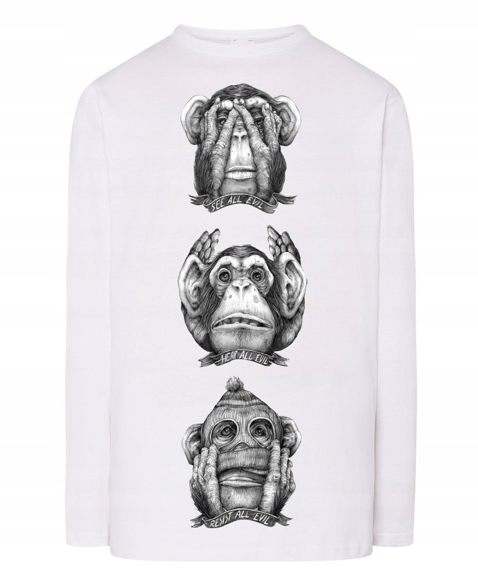 Longsleeve męski nadruk Małpa Rozm.XL