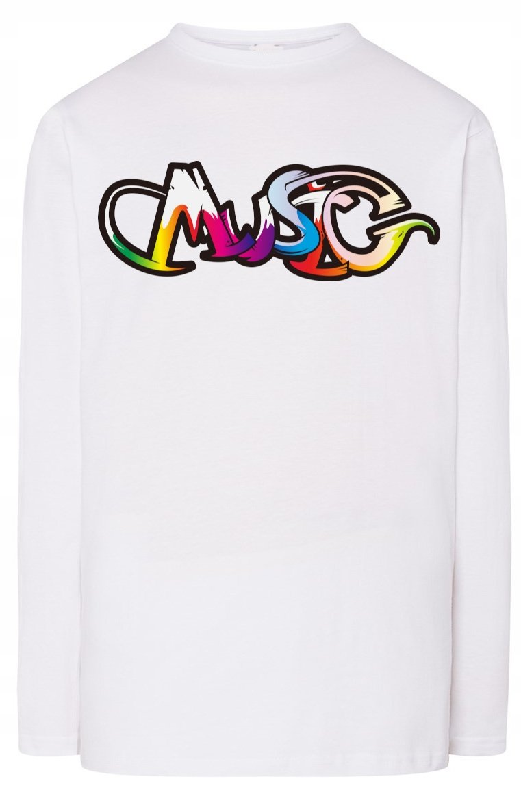 Longsleeve męski nadruk napis Music Muzyka r.S