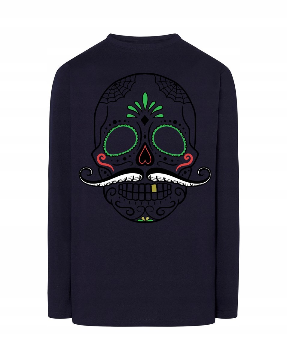 Longsleeve kolorowy fajny nadruk CZASZKA r.5XL