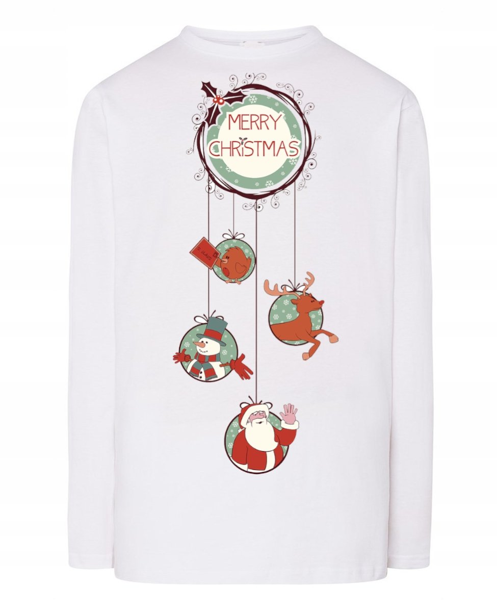 Longsleeve nadruk Wesołych Świąt Mikołaj Rozm.S