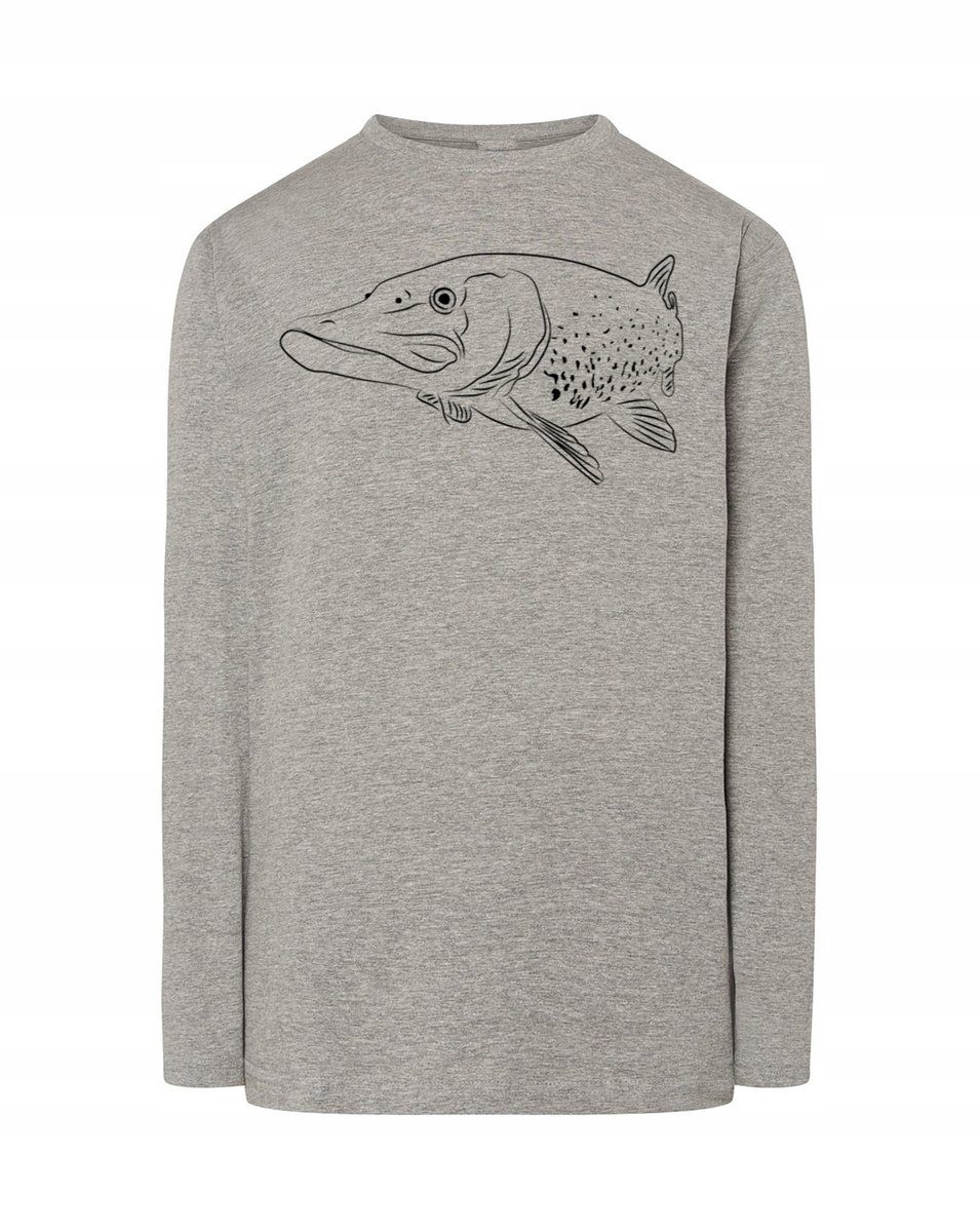 Longsleeve WĘDKARSKI nadruk RYBA SZCZUPAK r.5XL