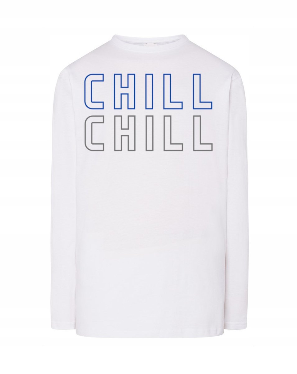 Longsleeve męski fajny nadruk napis CHILL r.XL