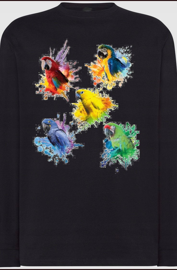 Papugi Męski Kolorowy Longsleeve Modny Rozm.XXL