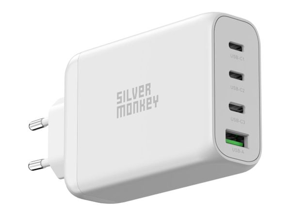 SILVER MONKEY Ładowarka sieciowa GaN 130W USB-C PD + USB 3.0 QC SMA015