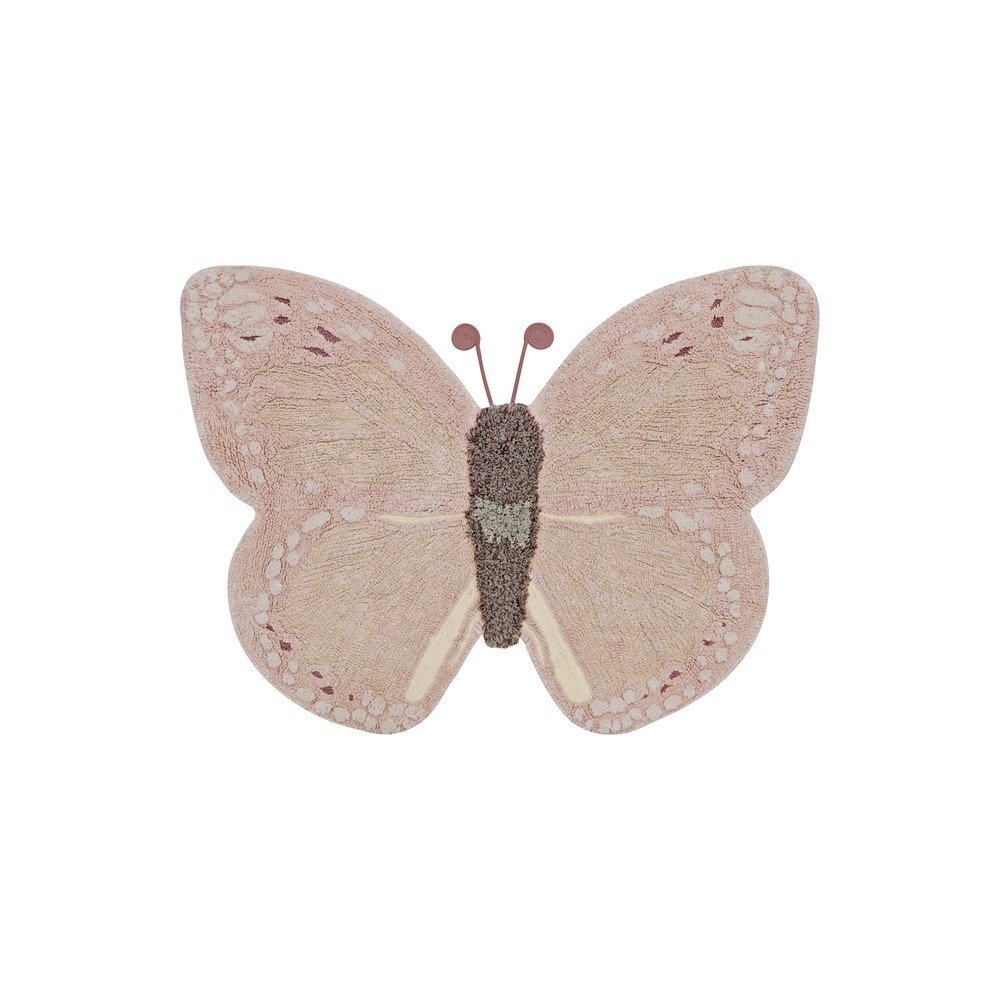 Jasnoróżowo-beżowy bawełniany dywan dziecięcy tkany ręcznie odpowiedni do prania 90x120 cm Baby Butterfly – Lorena Canals