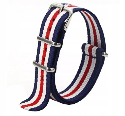 NOWY NIEBIESKI BIAŁY CZERWONY PARCIANY PASEK 16MM