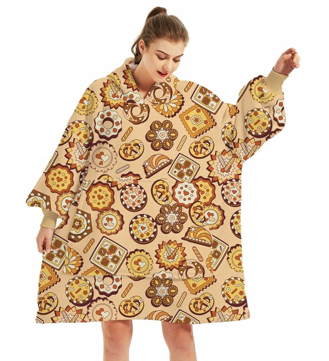 Koc bluza oversize ciepła 2w1 gruba ciastka kocobluza z kapturem wygodna
