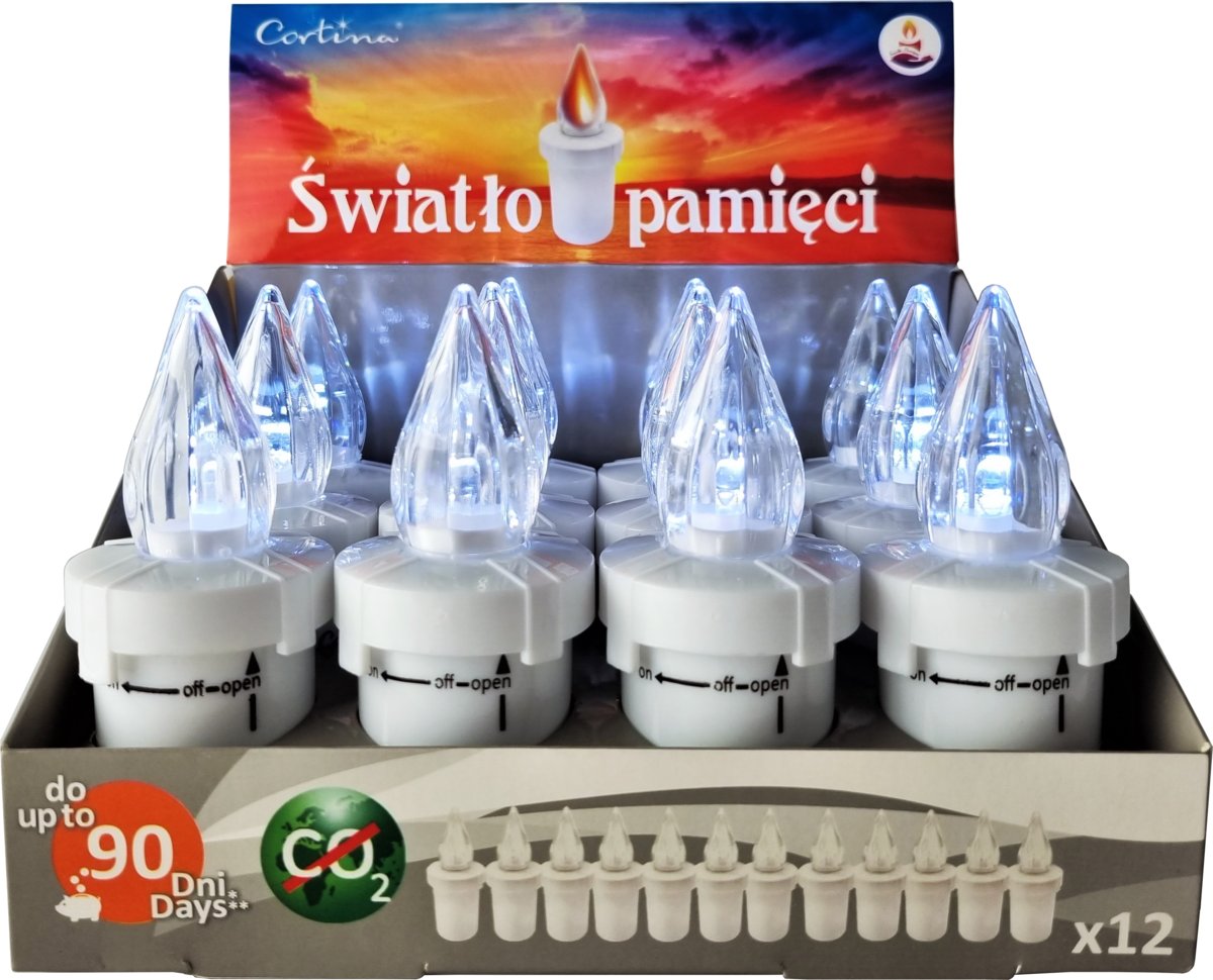 Znicz elektryczny LED CORTINA 1/21/WLC MEMOR WHITE 12szt BIAŁY