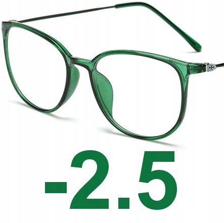 Okulary kujonki korekcyjne minusy zielone -2.5