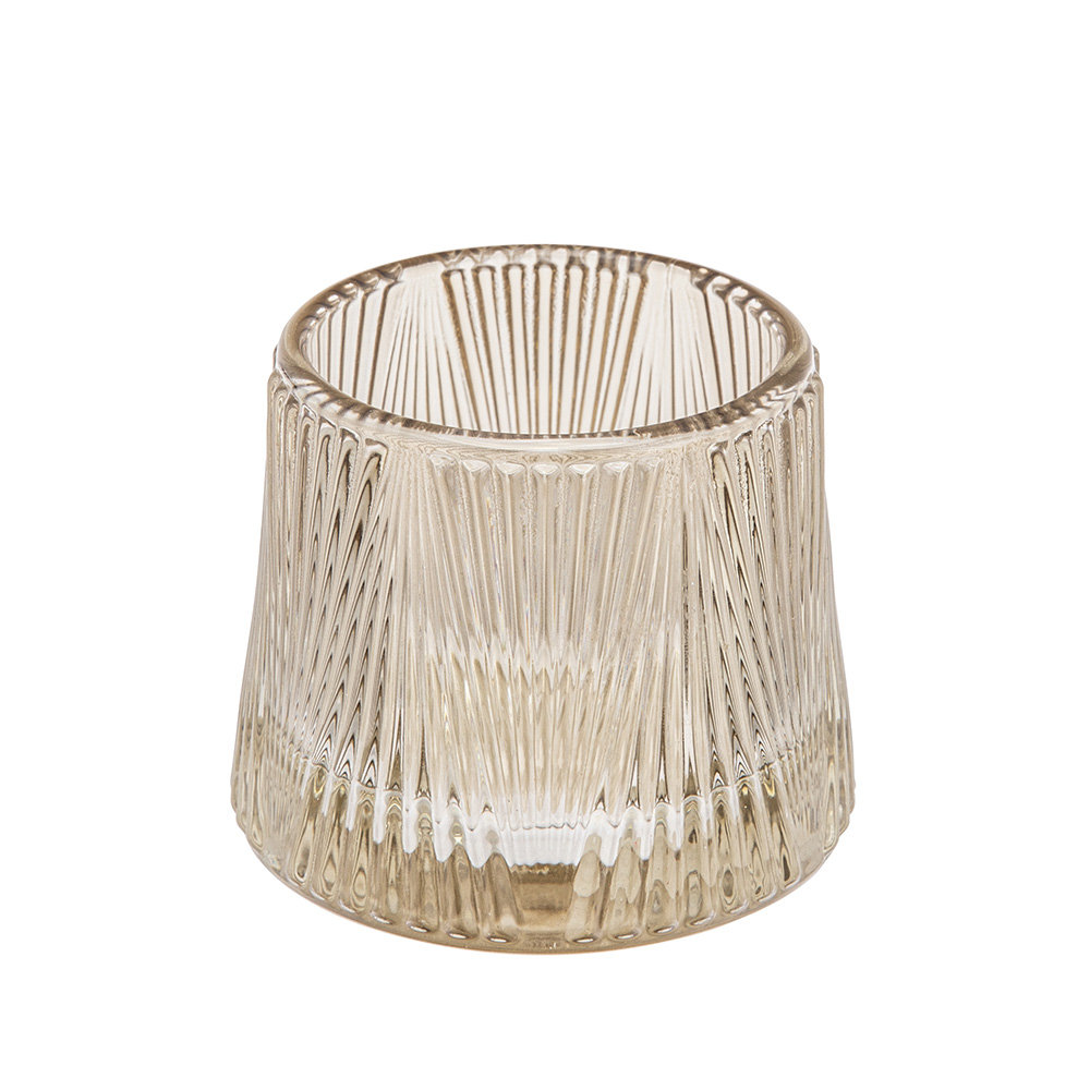świecznik szklany prążkowany 7,5x7,5x7 cm