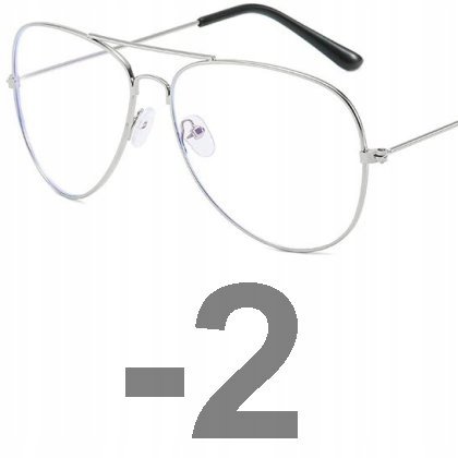 Okulary korekcyjne minusy pilotki srebrne -2