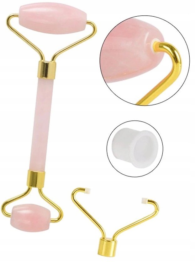 Masażer do twarzy roller wałek kwarc różowy cichy