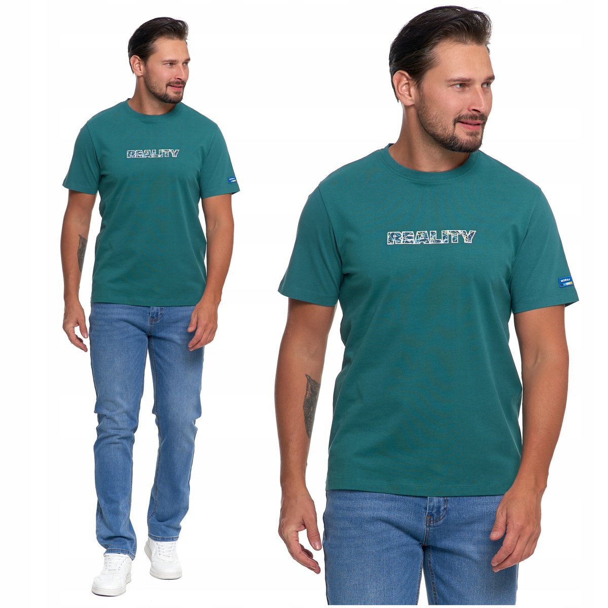 Koszulka Męska Haftowany Napis T-Shirt na krótki rękaw Bawełniana MORAJ - M