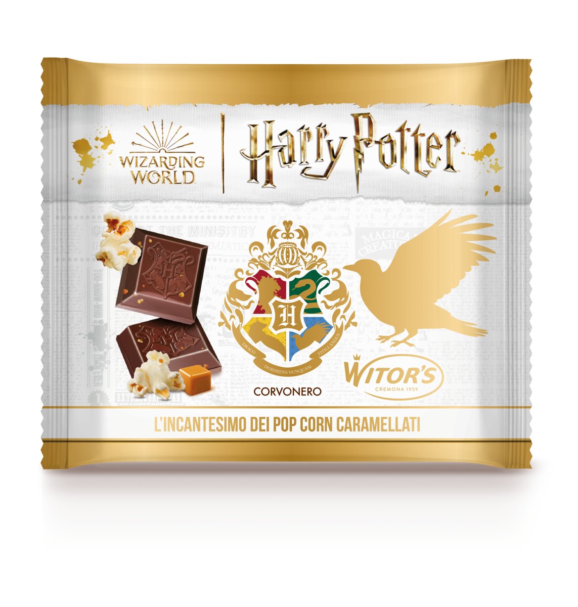 HARRY POTTER WŁOSKA CZEKOLADA MLECZNA Z POPCORNEM KARMELOWYM 50G