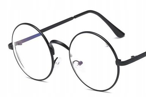 OKULARY KOREKCYJNE okrągłe metal czarne -3