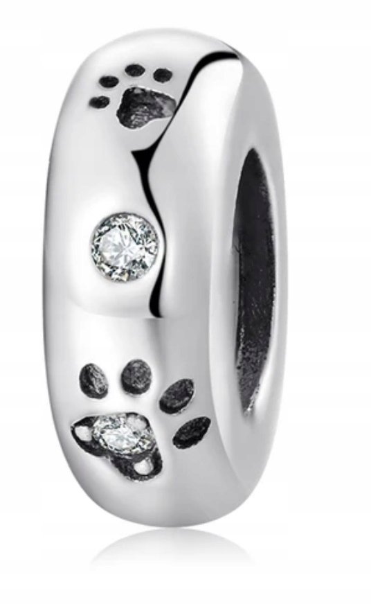 CHARMS ZAWIESZKA SREBRNA SREBRO S925 925 KOCIA ŁAPKA KOT PIES PIESEK KOTEK