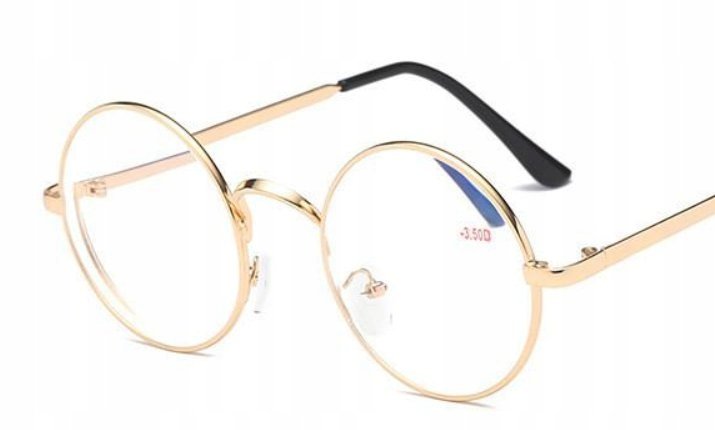 OKULARY KOREKCYJNE okrągłe złote -1.5