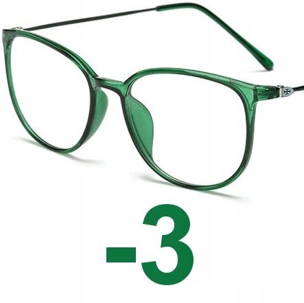 Okulary kujonki korekcyjne minusy zielone -3