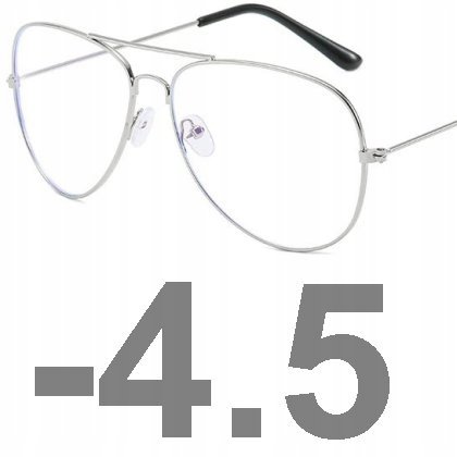 Okulary korekcyjne minusy pilotki srebrne -4.5