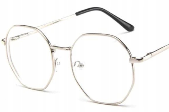 Okulary korekcyjne minusy ośmiokątne srebrne -6