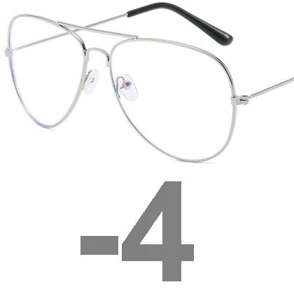 Okulary korekcyjne minusy pilotki srebrne -4