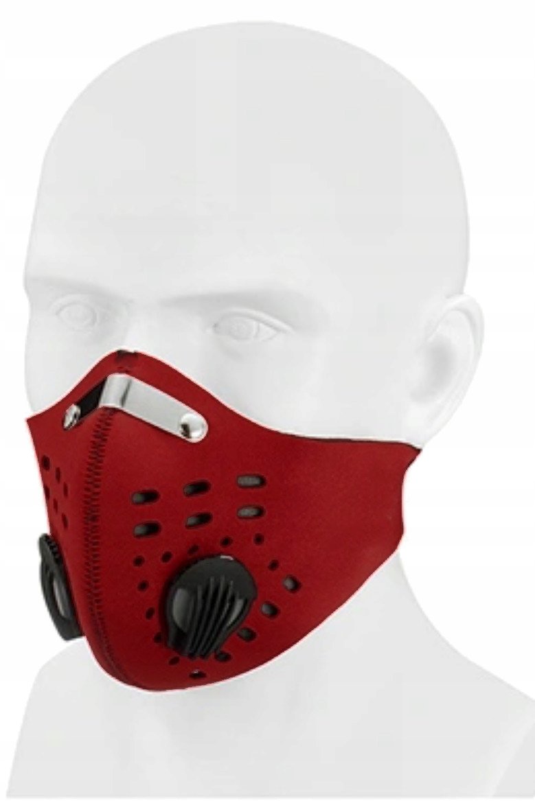 Maska maseczka sportowa rowerowa na twarz czerwona