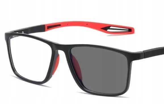 Okulary korekcyjne fotochrom sportowe czerwone minusy -1.5