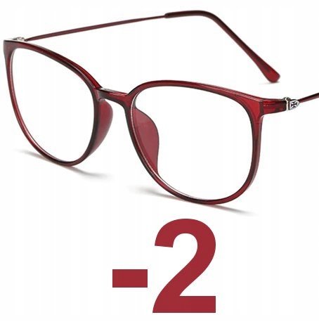 Okulary kujonki korekcyjne minusy czerwone -2