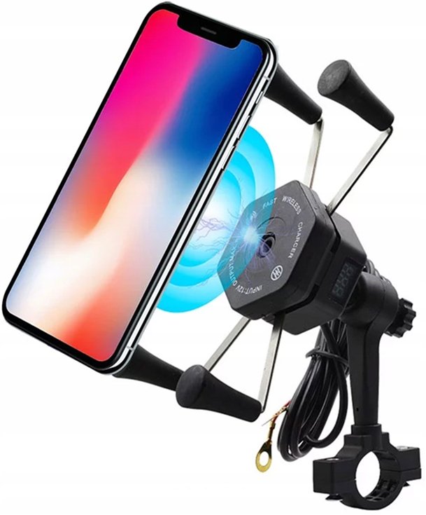 Motocyklowy uchwyt telefon indukcyjny qi qc