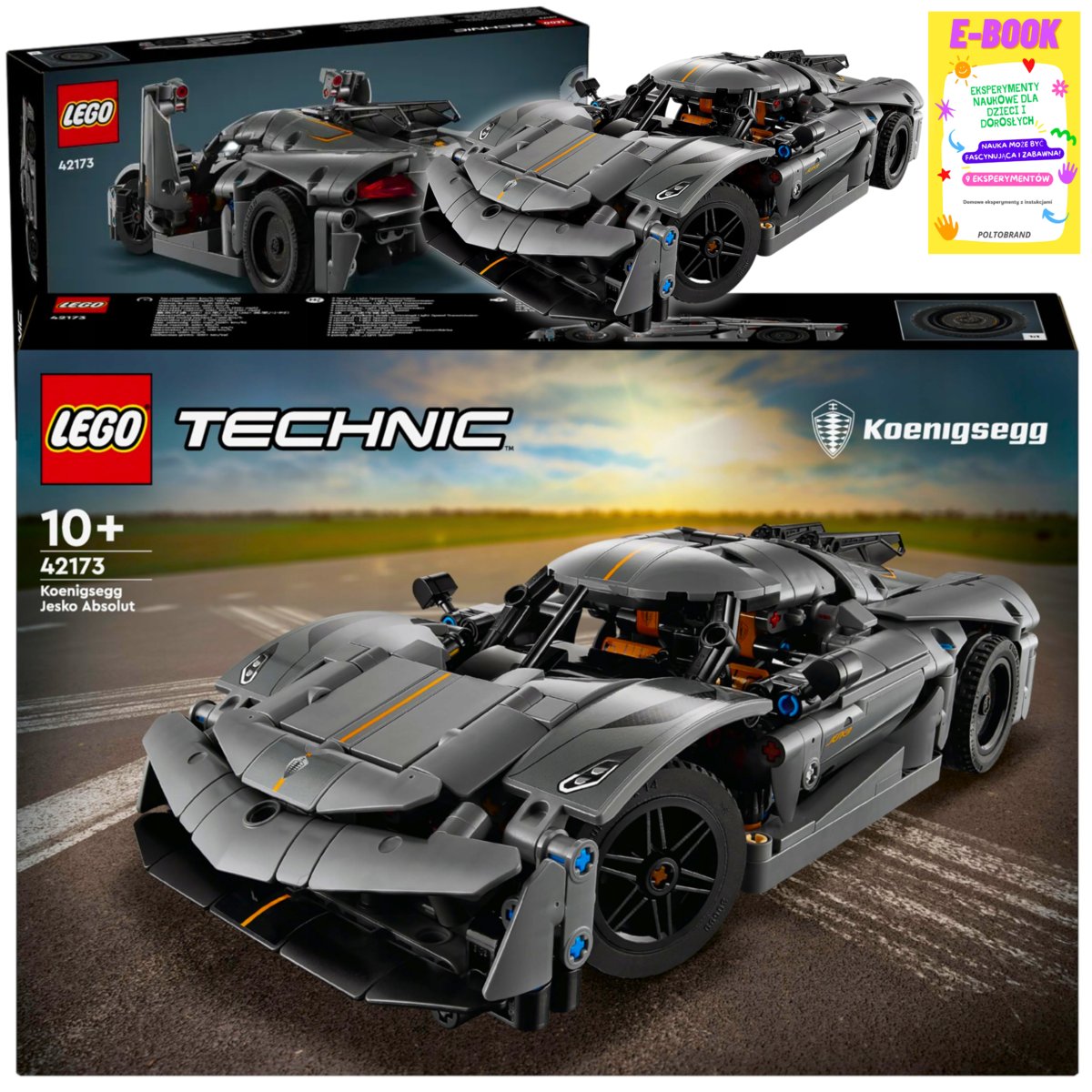 LEGO TECHNIC - SZARY HIPER SAMOCHÓD Koenigsegg Jesko Absolut AUTO PREZENT 42173 + EBOOK
