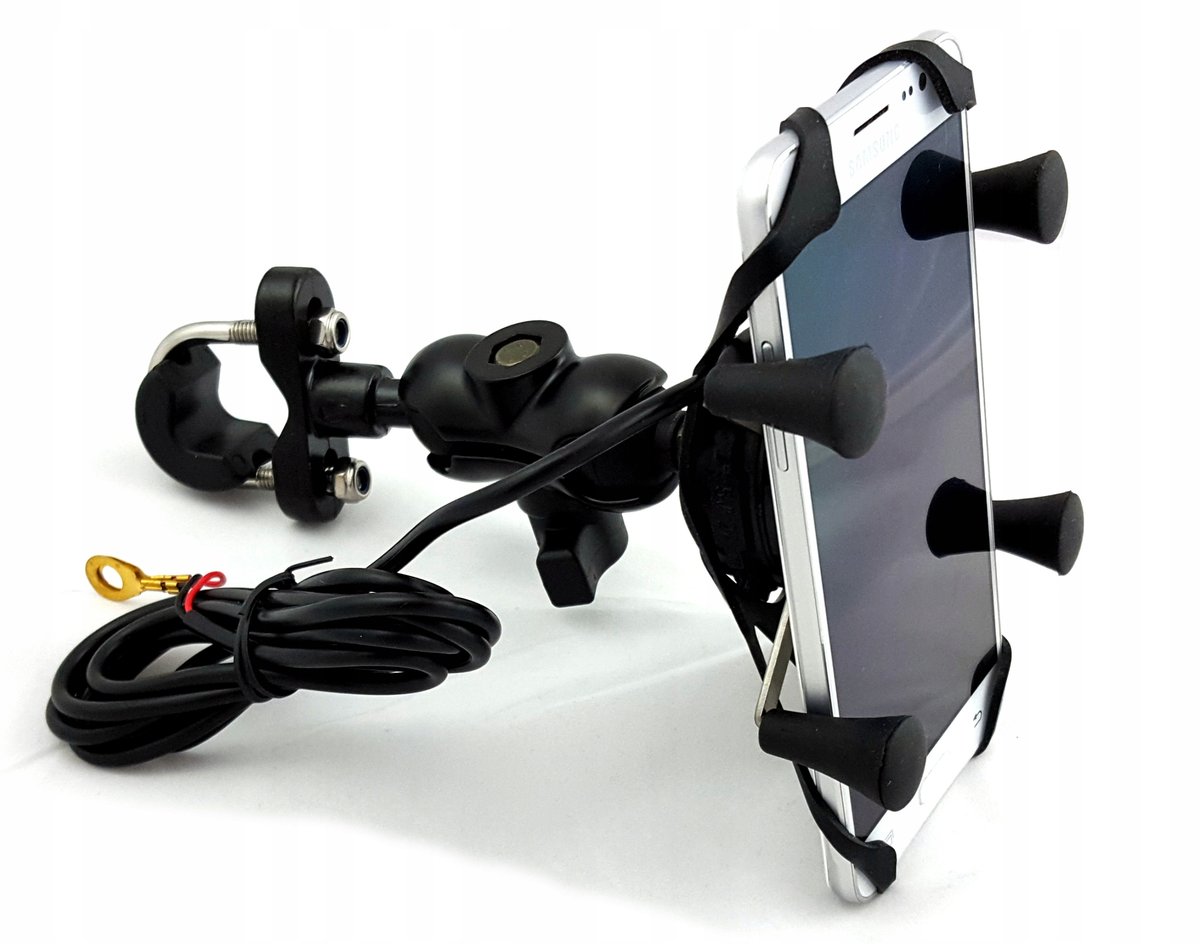 MOTOCYKLOWY UCHWYT X NA TELEFON LUSTERKO ŁADOWARKA
