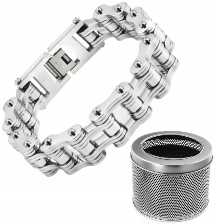 MĘSKA BRANSOLETKA ŁAŃCUCH MOTOCYKLOWY 18MM 19CM + PUDEŁKO