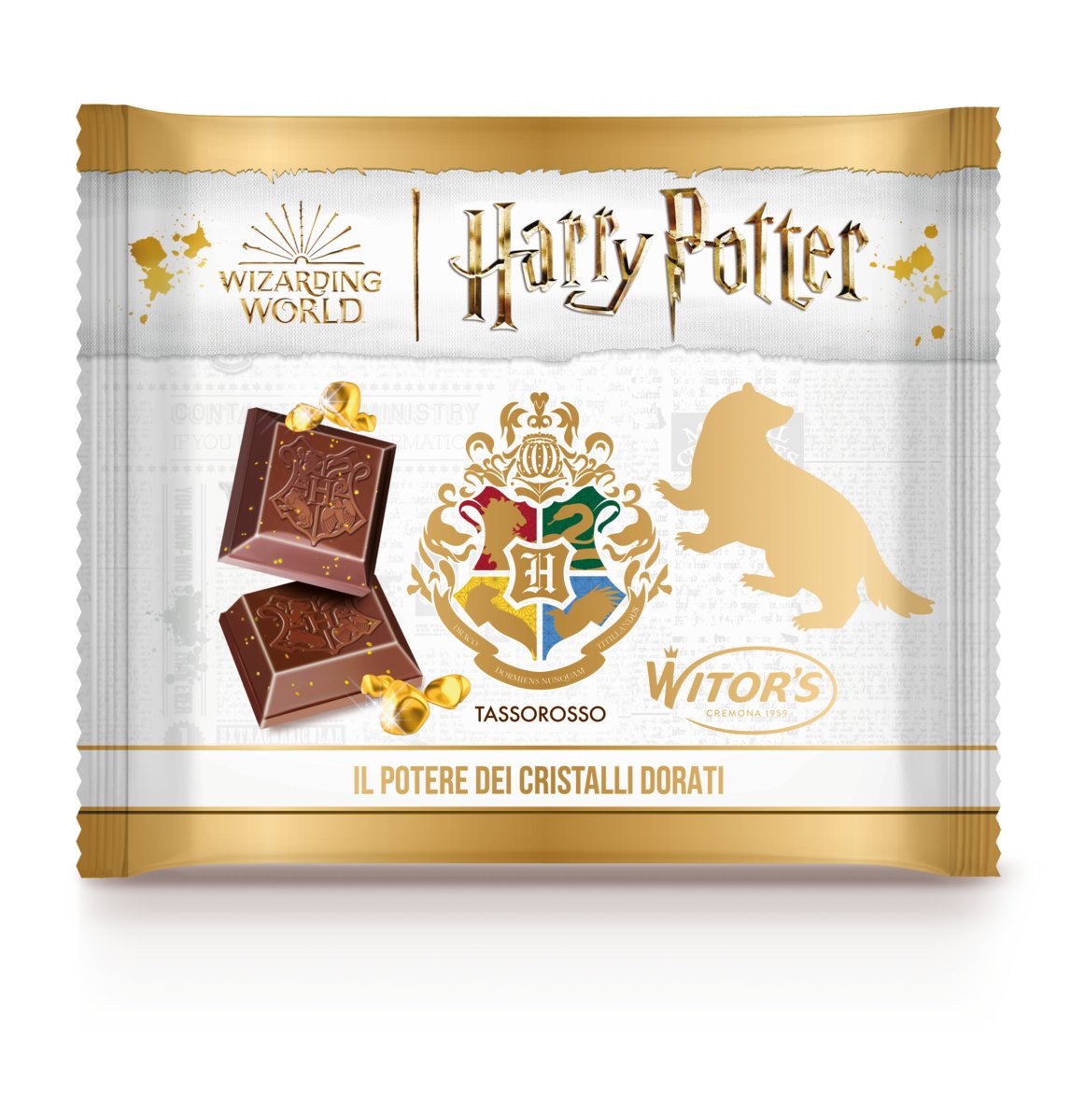 HARRY POTTER WŁOSKA CZEKOLADA MLECZNA ZE ZŁOTYMI DROBINKAMI 50G