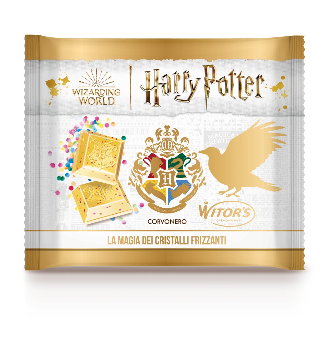 HARRY POTTER WŁOSKA BIAŁA CZEKOLADA ZE STRZELAJĄCYMI DROBINKAMI 50G