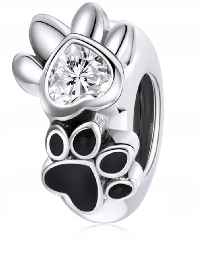CHARMS ZAWIESZKA SREBRNA SREBRO S925 925 ŁAPA ŁAPKI KOT PIES KOTEK PIESEK