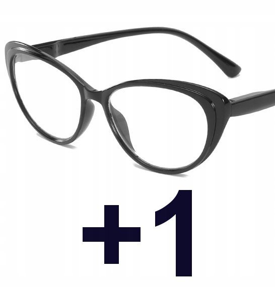 Okulary do czytania kocie damskie czarne +1