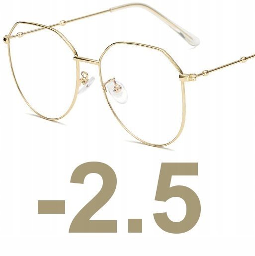 Okulary korekcyjne złote ładne metal -2.5