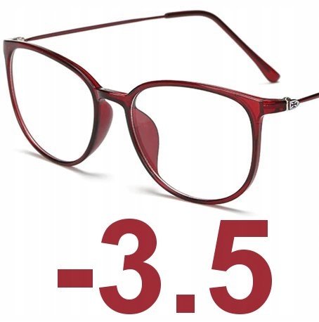 Okulary kujonki korekcyjne minusy czerwone -3.5