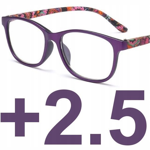 Okulary do czytania kocie damskie fioletowe +2.5