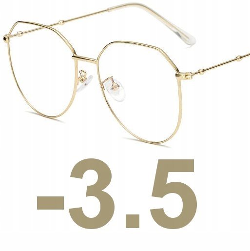 Okulary korekcyjne złote ładne metal -3.5