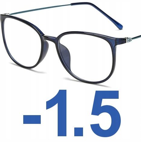 Okulary kujonki korekcyjne minusy niebieskie -1.5