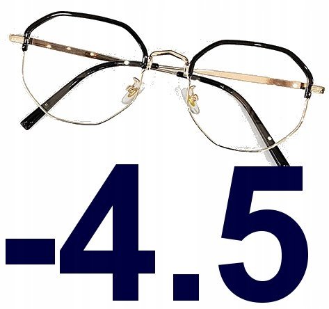 Okulary korekcyjne minusy czarno-złote -4.5